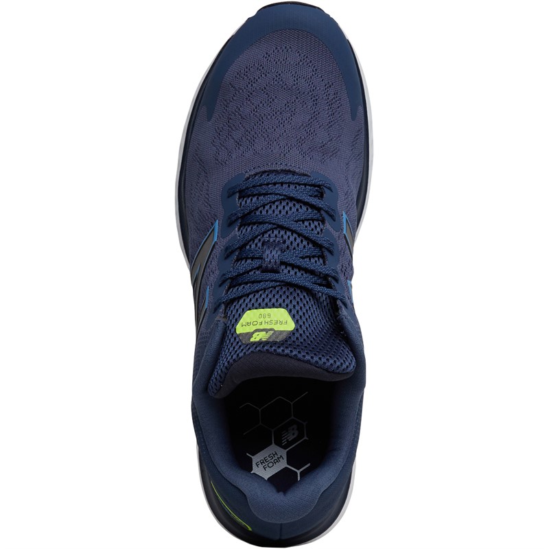 New Balance Mens Fresh Foam 680 V7 Neutral Running Shoes Navy/Yellow