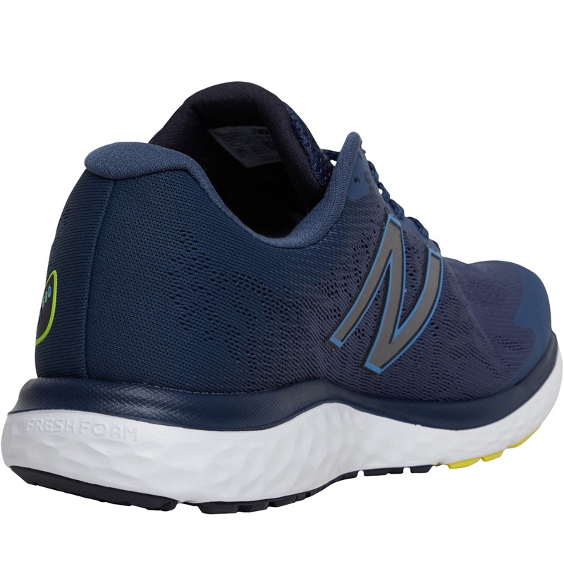 New Balance Mens Fresh Foam 680 V7 Neutral Running Shoes Navy/Yellow