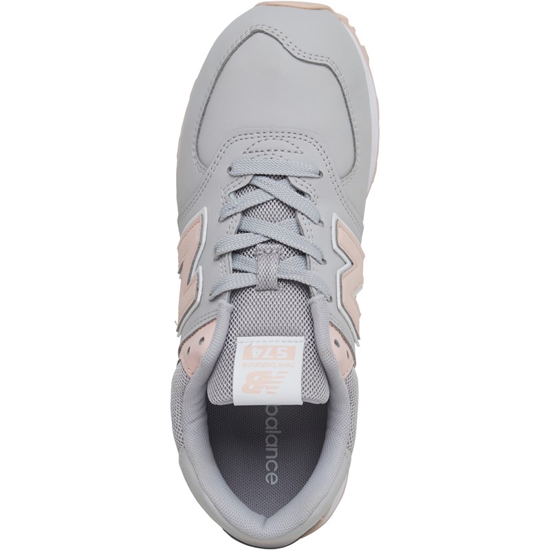 New Balance Junior Girls 574 Trainers Grey/Pink