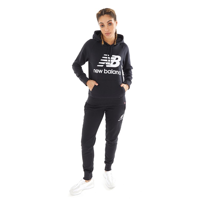 New Balance Womens Essentials Logo Hoodie Black