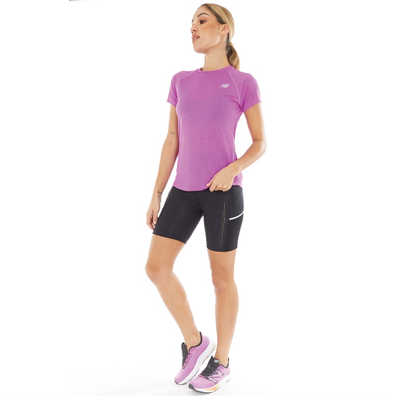 New Balance Womens Impact Running Top Cosmic Rose Heather