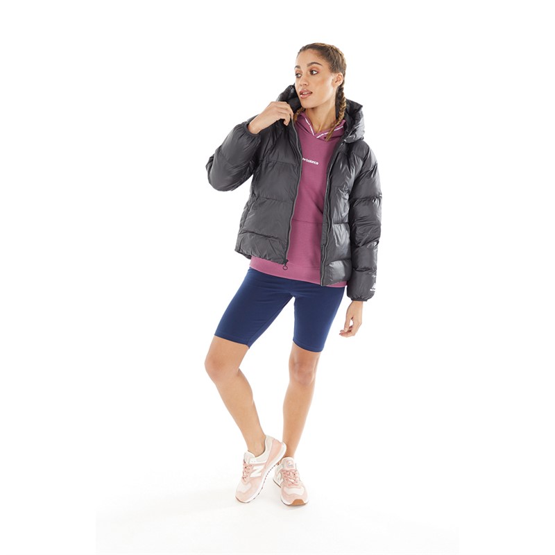 New Balance Womens Althletics Short Puffer Jacket Phantom