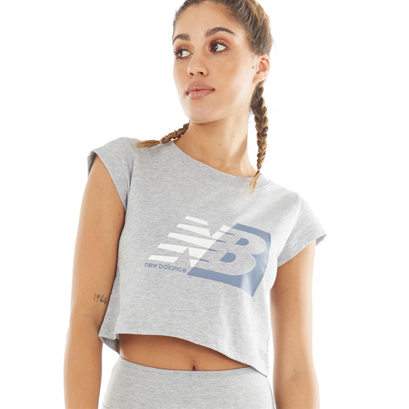 New Balance Womens Sport Core Dual Colored Graphic T-Shirt Athletic Grey