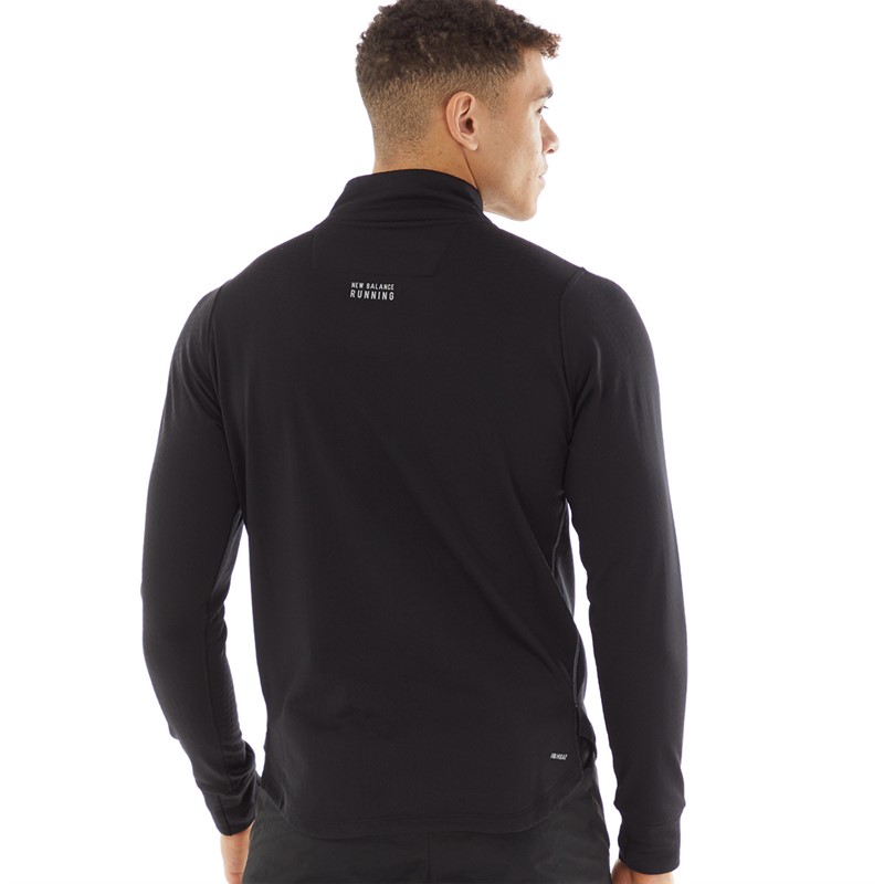 New Balance Mens London Edition Heat Grid 1/2 Zip Running Top Black