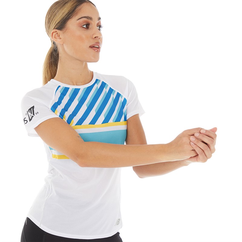 New Balance Womens Impact Printed Running Top White