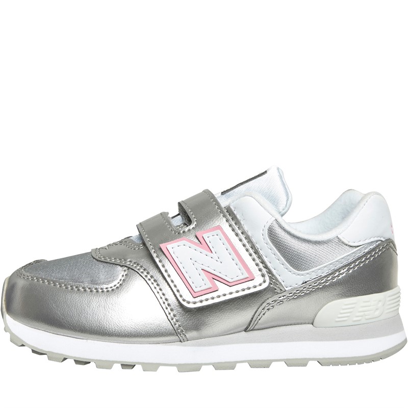 Buy New Balance Kids 574 Hook Loop Trainers Silver Grey