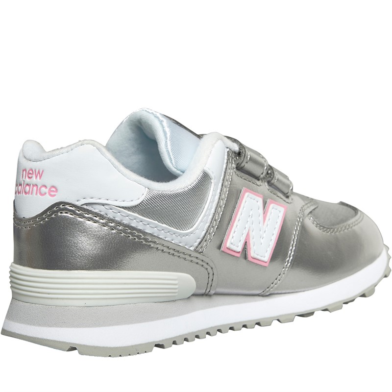 Buy New Balance Kids 574 Hook Loop Trainers Silver Grey