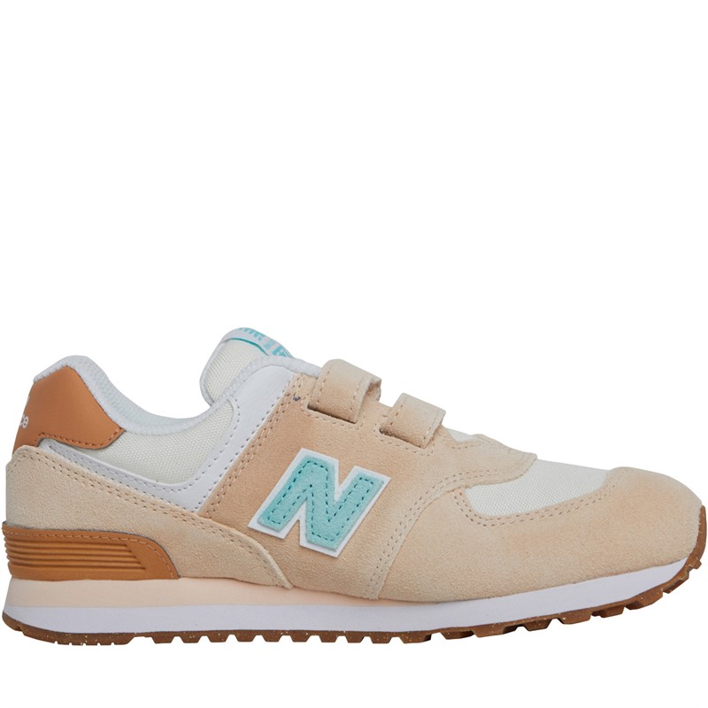 Buy New Balance Kids 574 Hook Loop Trainers Light Pink Ice Blue