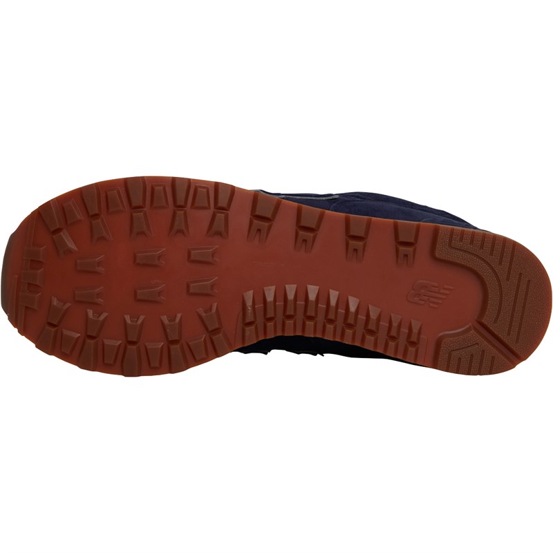 New Balance Mens 574 Pigsuede Pack Trainers Navy Blue/Gum