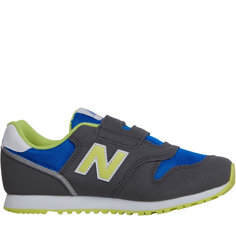 New Balance Kids 373 Hook & Loop Trainers Grey/Blue/Yellow