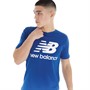 New Balance Mens Essential Stacked Logo T-Shirt Royal Blue