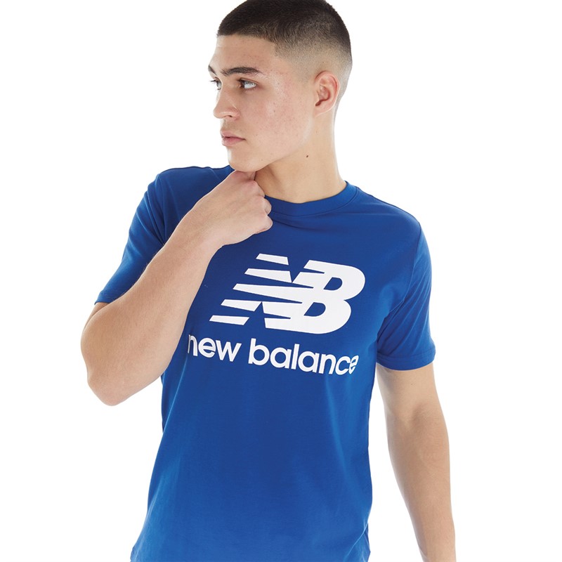 New Balance Mens Essential Stacked Logo T-Shirt Royal Blue