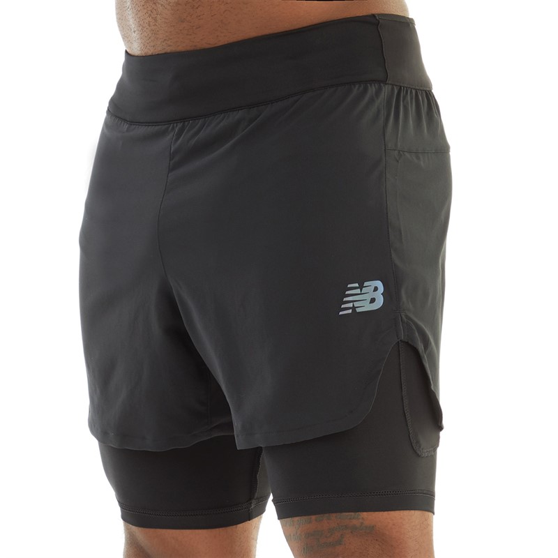 New Balance Mens Q Speed Fuel 2in1 5inch Running Shorts Black