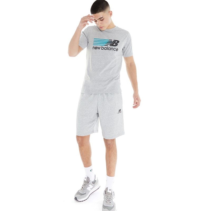 New Balance Mens Essentials Celebrate Jersey Shorts Athletic Grey