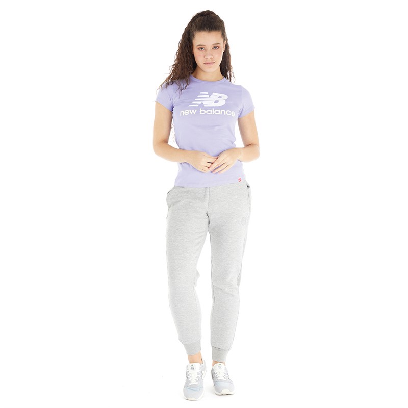 New Balance Womens Essential Stacked Logo T-Shirt Violet