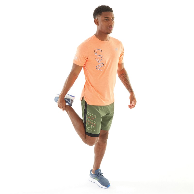 New Balance Mens London Edition Printed Impact Running T-Shirt Orange