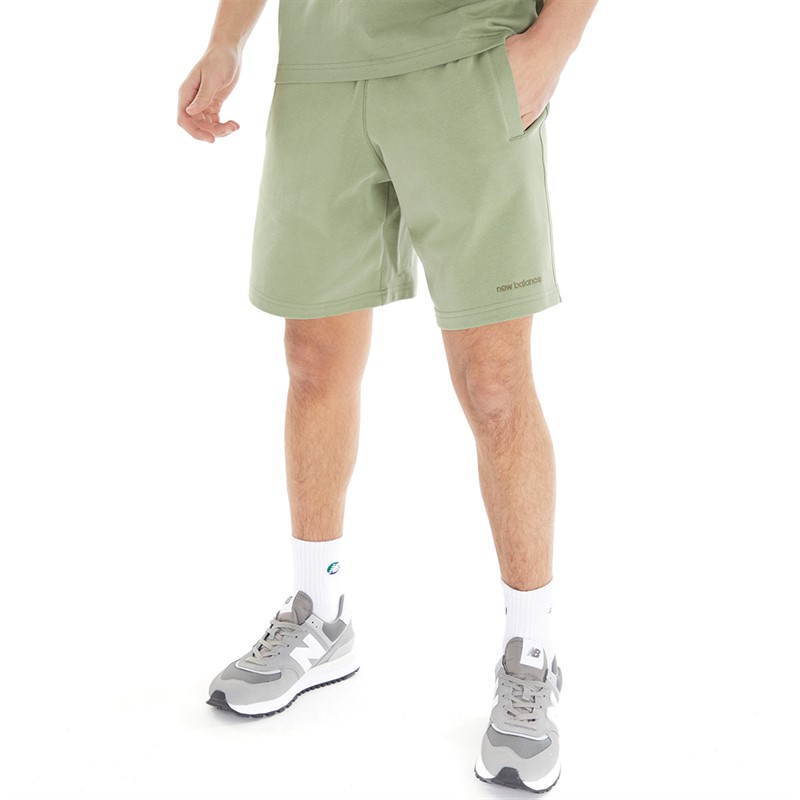 New Balance Mens Athletics Nature State Fleece Shorts Olive Leaf