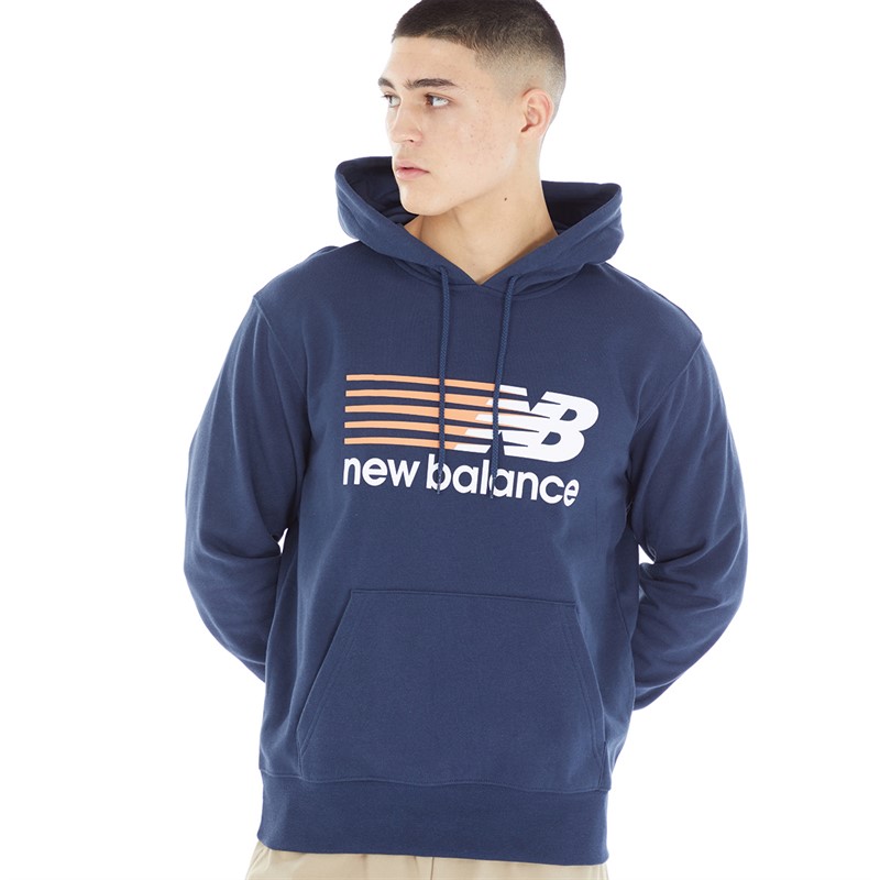 New Balance Mens Classic Logo Hoodie Natural Indigo