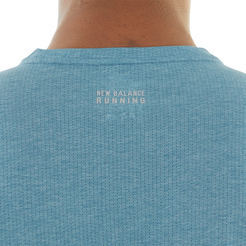 New Balance Mens Graphic Impact Running T-Shirt Light Blue