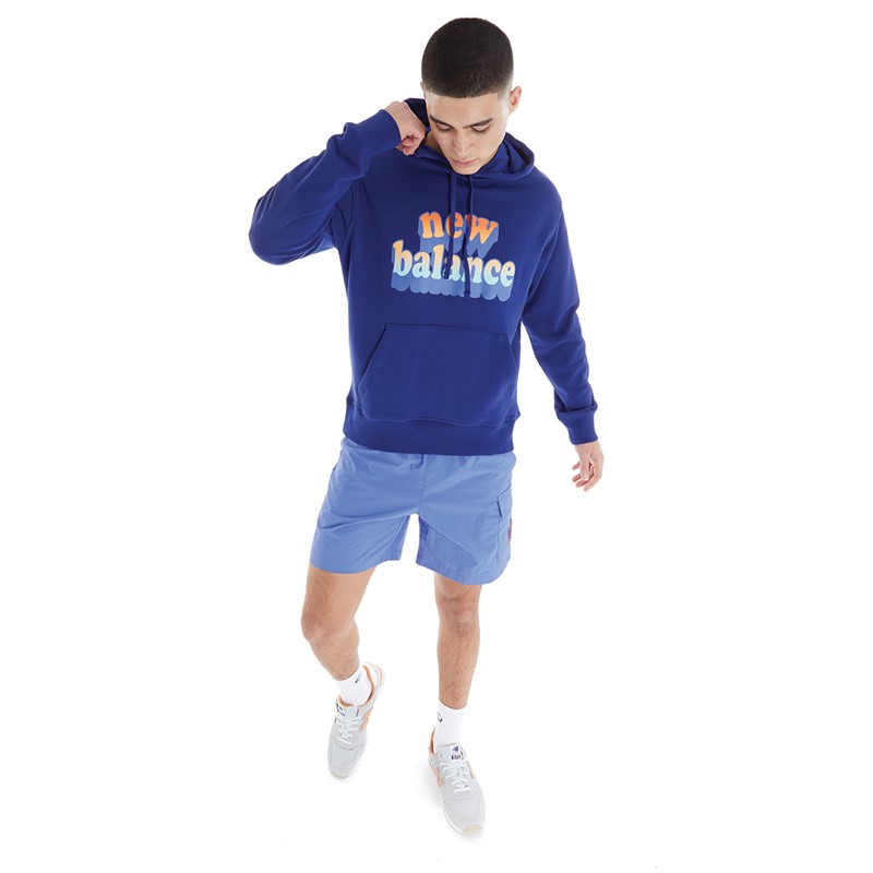 New Balance Mens Athletics Day Tripper Graphic Hoodie Victory Blue