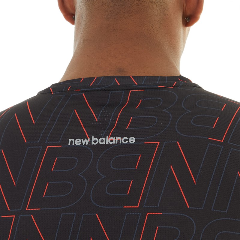 New Balance Mens Printed Accelerate Running T-Shirt Electric Red