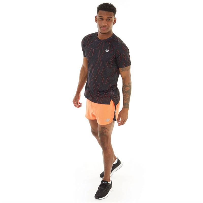 New Balance Mens Printed Accelerate Running T-Shirt Electric Red