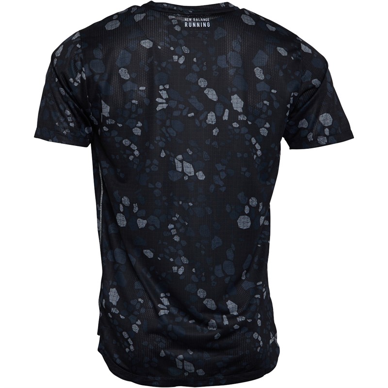 New Balance Mens Printed Impact Running T-Shirt Black