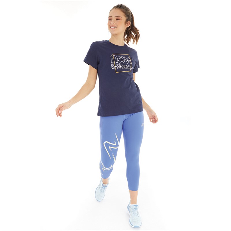 New Balance Womens Sport Keyline Graphic T-Shirt Navy