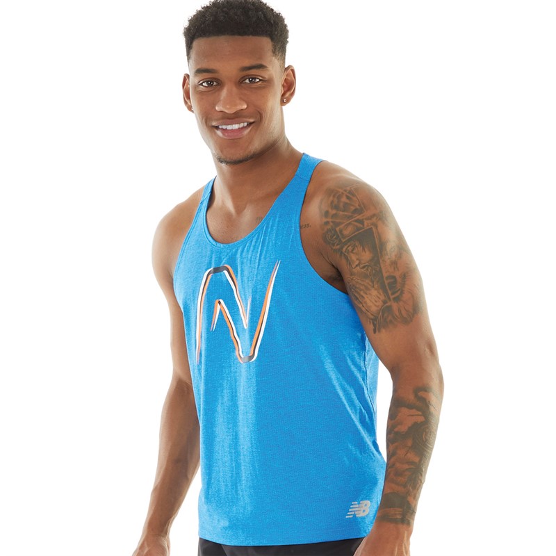 Buy New Balance Mens Graphic Impact Running Vest Blue