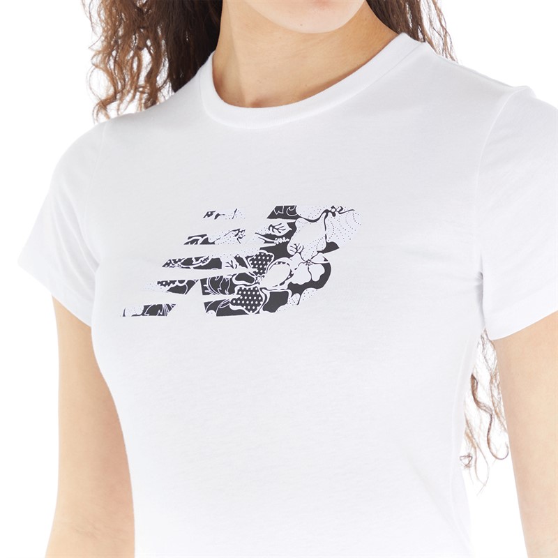 New Balance Womens Sport Fill Graphic T-Shirt White