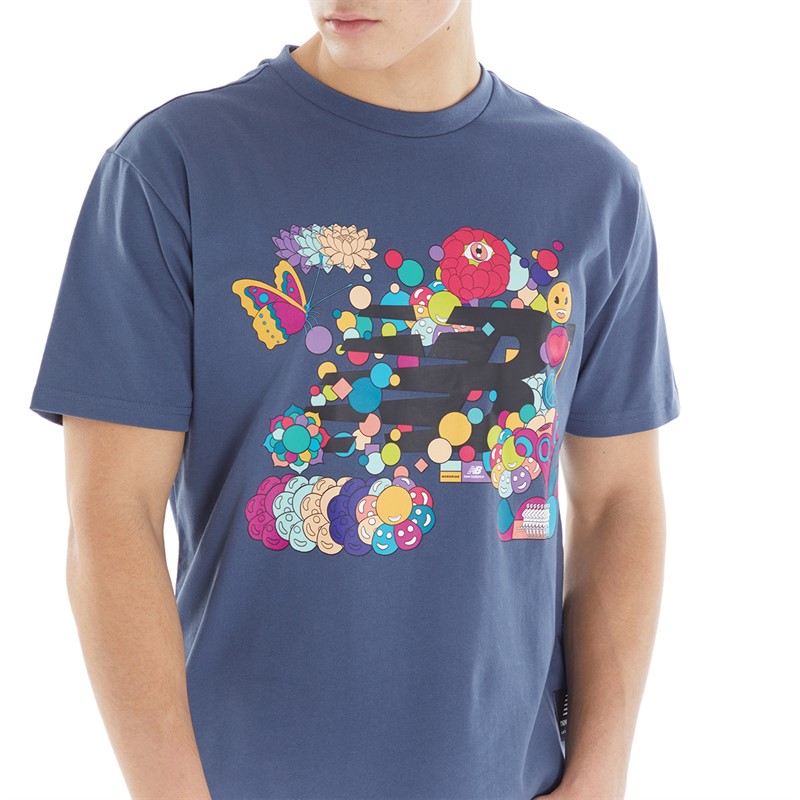 New Balance Mens NB x Murugiah Graphic T-Shirt Vintage Indigo