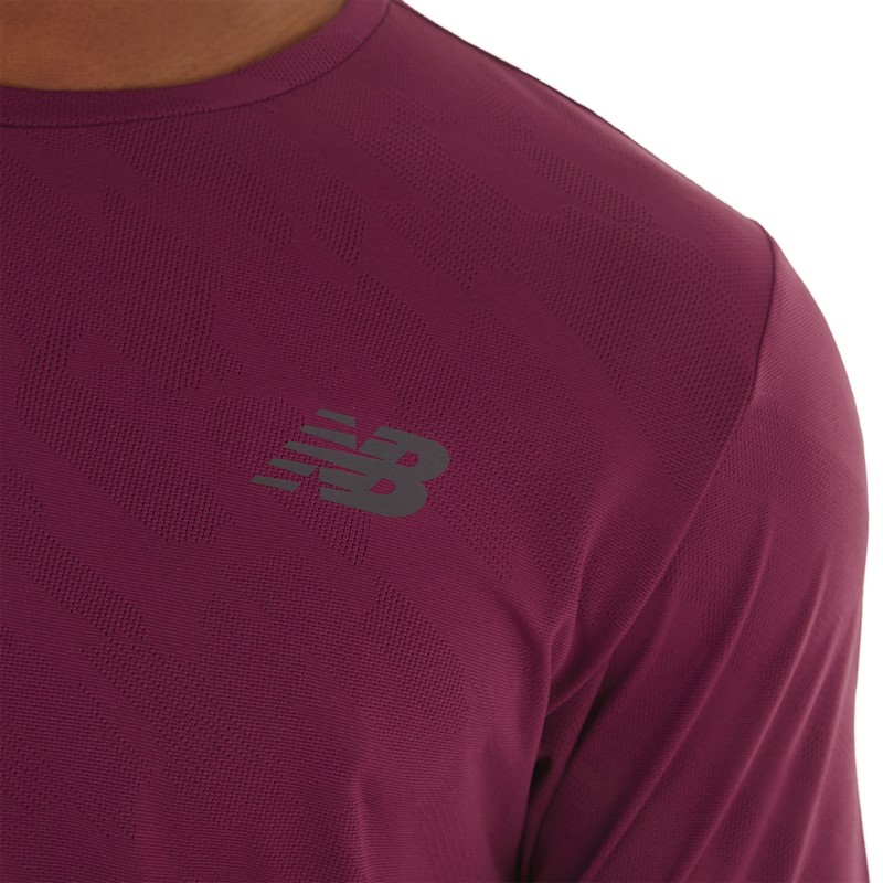 New Balance Mens Q Speed Jacquard Running T-Shirt Burgundy
