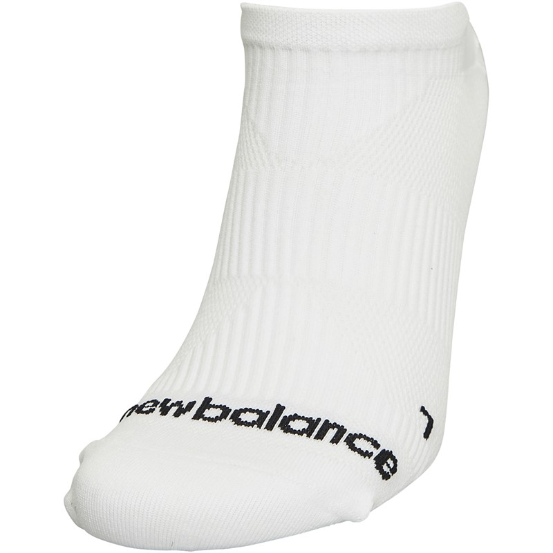 New Balance Three Pack Flat Knit Tab Running Socks White