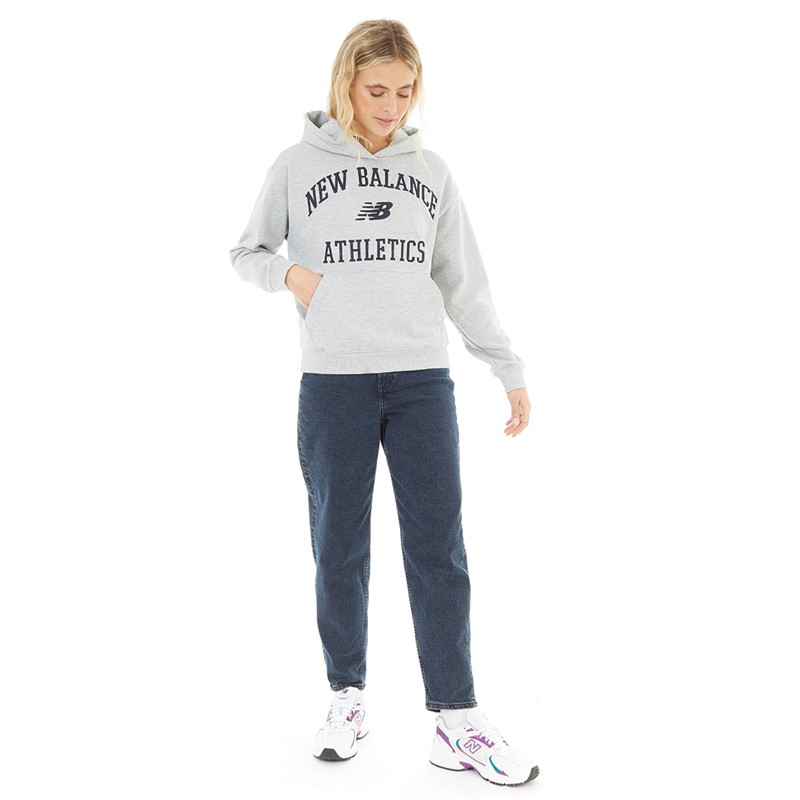 New Balance Womens Athletics Varsity Oversized Hoodie Athletic Grey