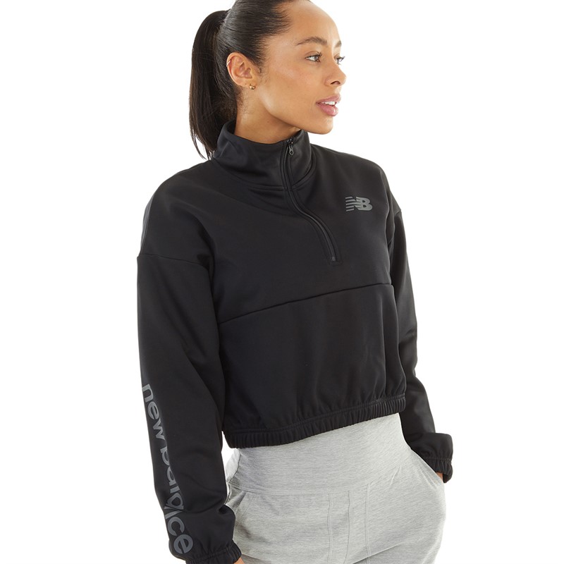 New Balance Womens Relentless Performace 1/4 Zip Sweatshirt Black