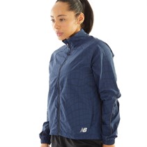 New Balance Womens Impact Printed Packable Running Jacket Navy