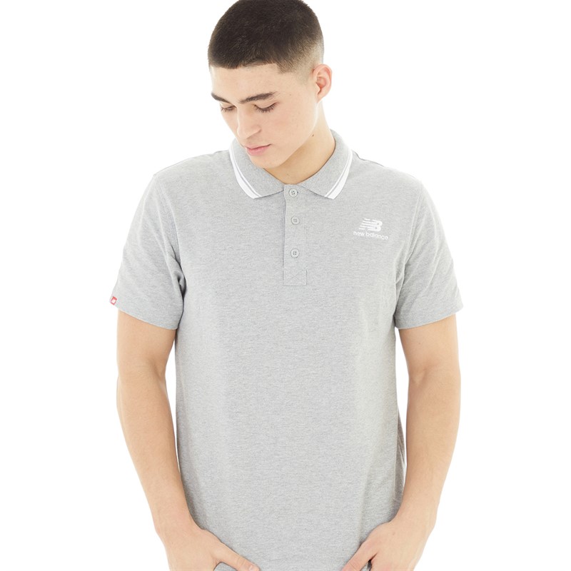 New Balance Mens Classic Logo Polo Athletic Grey