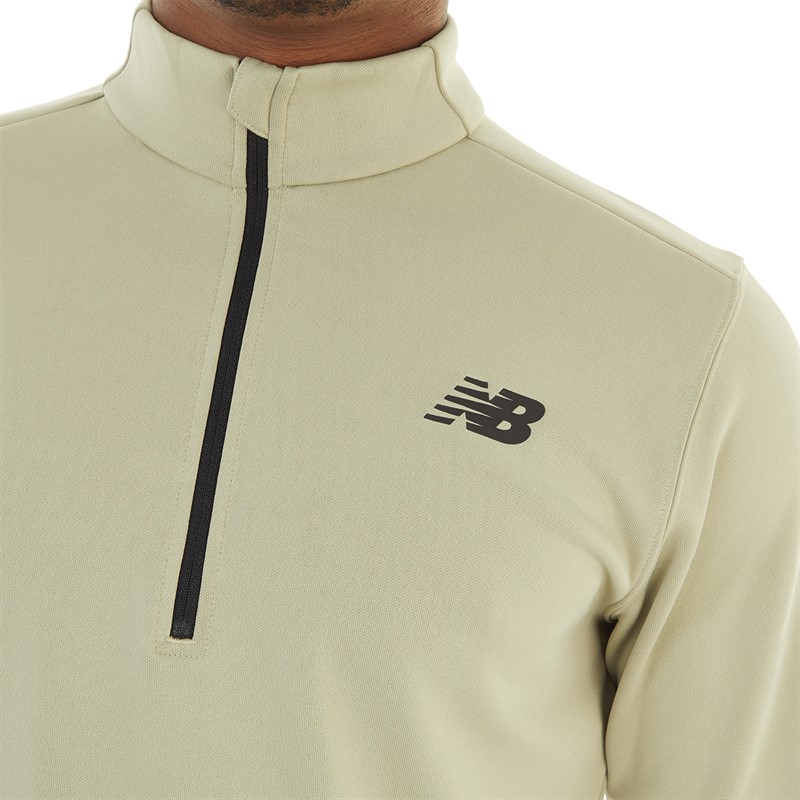 New Balance Mens Tenacity Knit 1/4 Zip Top Fatigue Green
