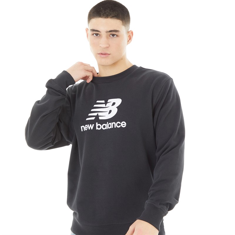 New Balance Mens Essentials Reimagined Graphic Logo Sweatshirt Black