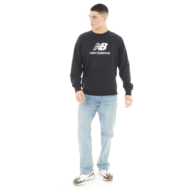 New Balance Mens Essentials Reimagined Graphic Logo Sweatshirt Black