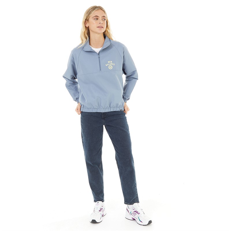 New Balance Womens Sport Varsity 1/4 Zip Woven Sweatshirt Arctic Grey