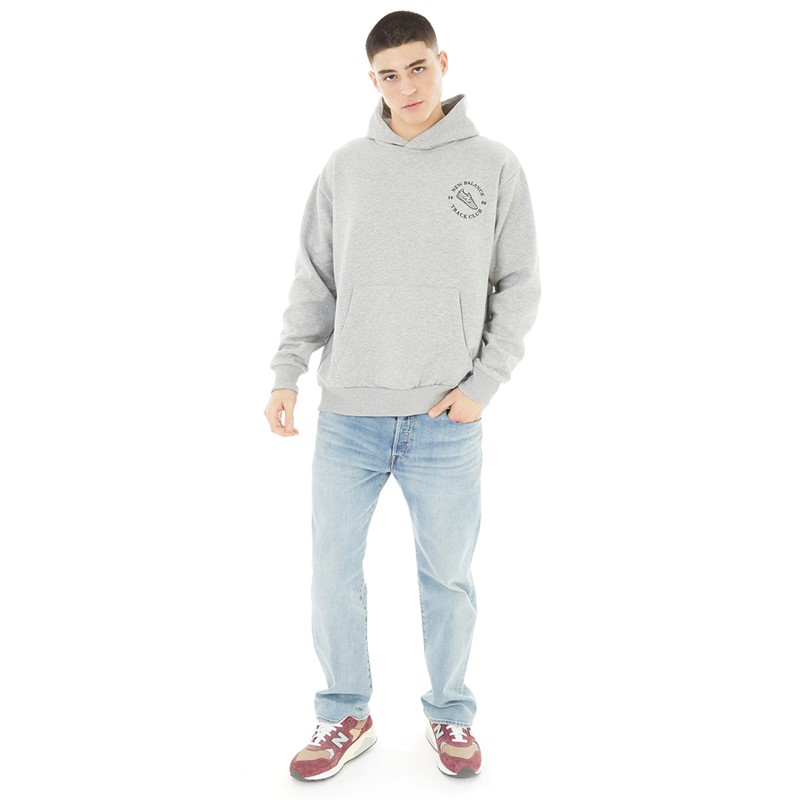 New Balance Mens Runners Club Hoodie Grey Marl