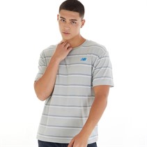 New Balance Mens Striped T-Shirt Rain Cloud