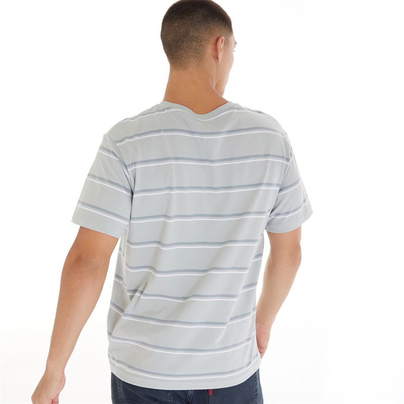 New Balance Mens Striped T-Shirt Rain Cloud