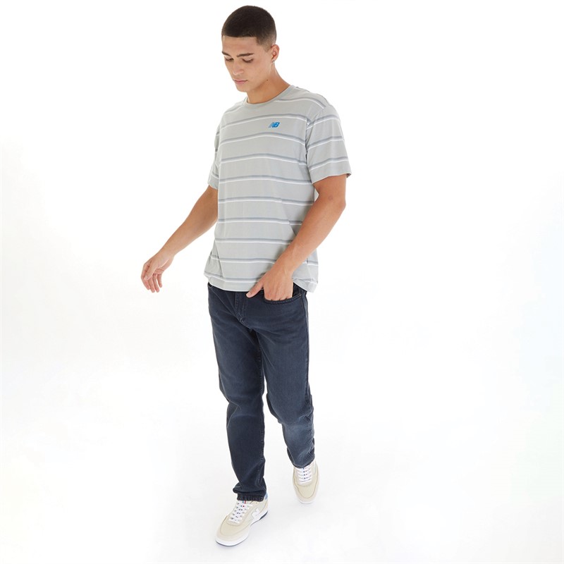 New Balance Mens Striped T-Shirt Rain Cloud