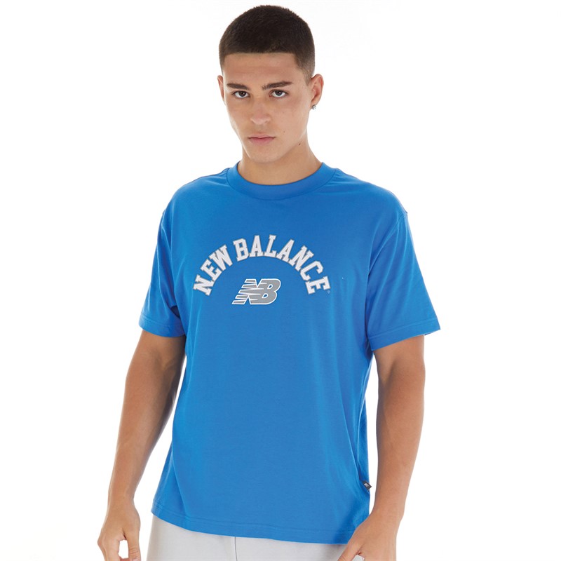 New Balance Mens Arch Stacked Logo T-Shirt Blue Oasis