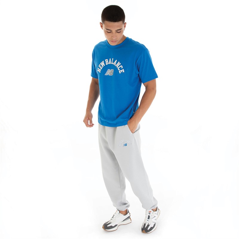 New Balance Mens Arch Stacked Logo T-Shirt Blue Oasis