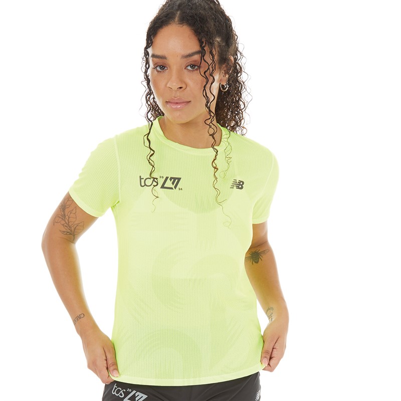 New Balance Womens London Edition Printed Running Top Green