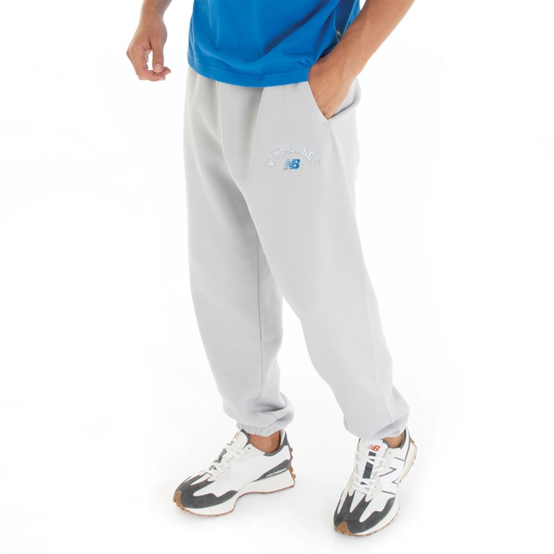 New Balance Mens Arch Stacked Logo Sweat Pants Rain Cloud