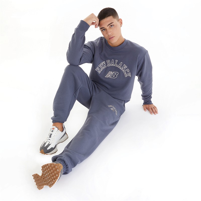 New Balance Mens Arch Stacked Logo Sweat Pants Thunder